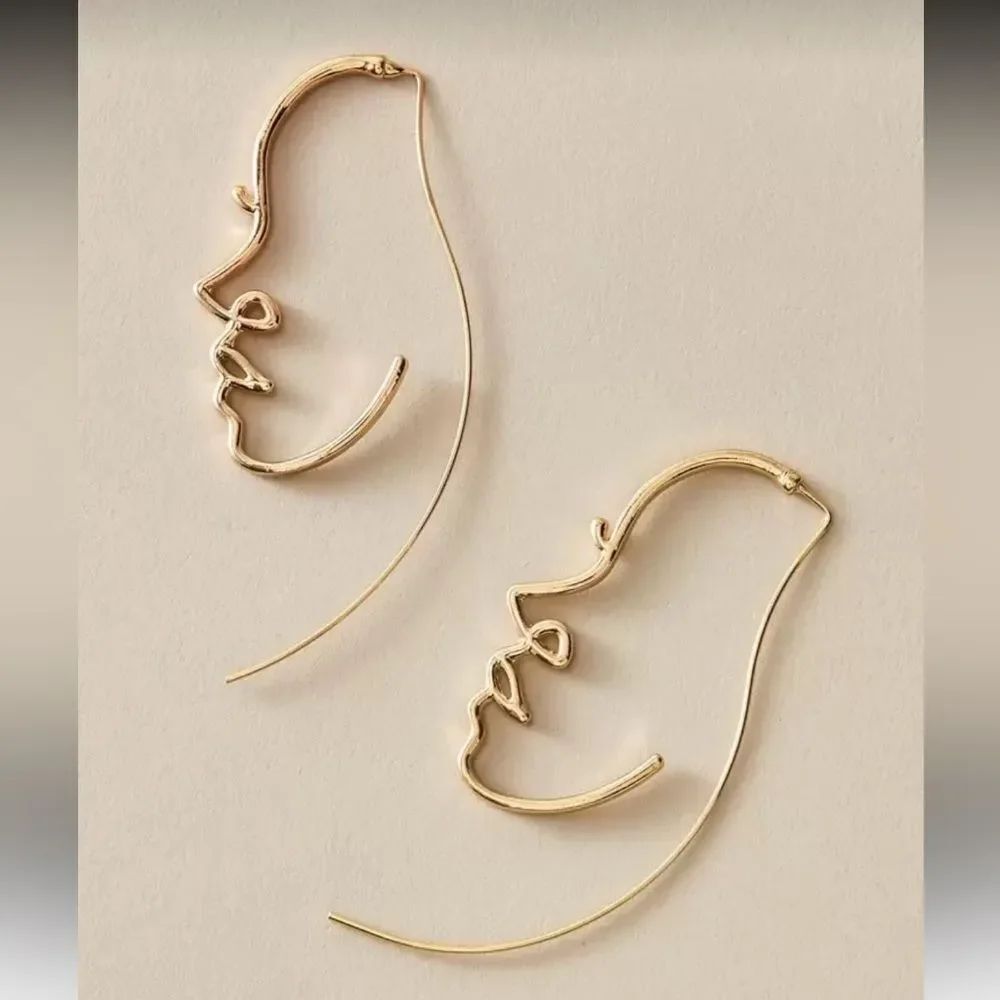 Gold Face Hoop Earrings A1646